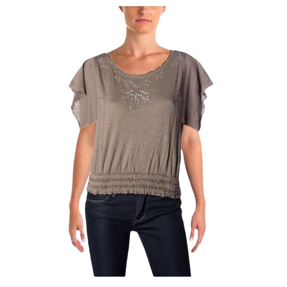 Free People Bead-Embellished Crop Top